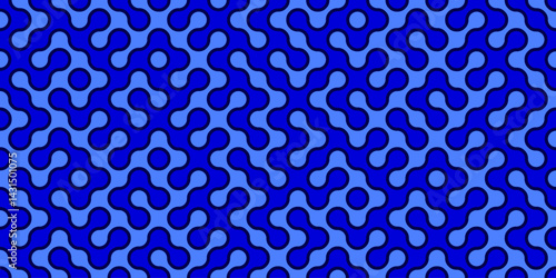 Meta balls seamless pattern blue vector background