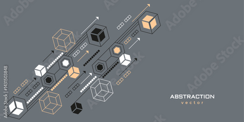 Abstract background of hexagons. Technological background. Futuristic digital technology banner. Vector illustration.