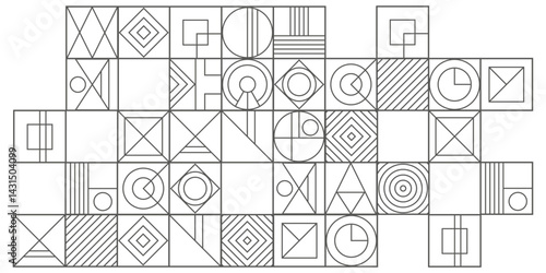 Background of squares and geometric shapes. Geometric drawing. Abstract engineering background. Vector illustration .