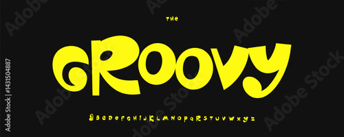 Groovy Font with Witty Letters, Funky Retro Letters, 70s Style Alphabet for Happy Vibes Design, Music Poster Font, Creative Titles, Colorful Print Letters, Playful Typography. Vector Typeset