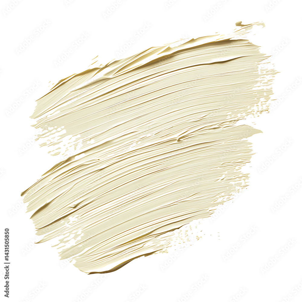 Beige acrylic brush stroke on transparent background