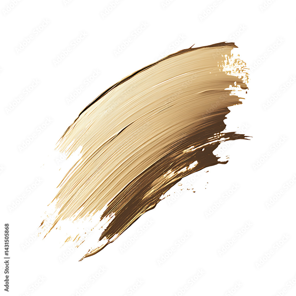 Beige acrylic brush stroke on transparent background