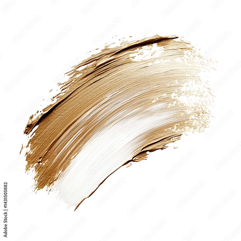 Beige acrylic brush stroke on transparent background