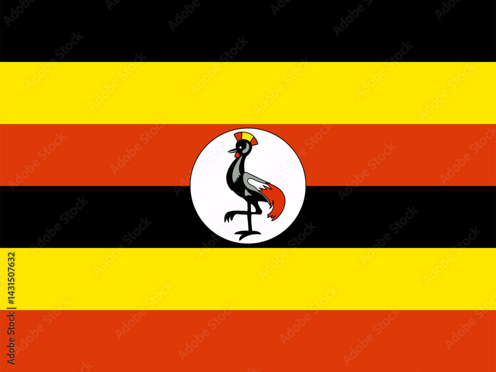 Obraz premium Uganda National Flag Flat Vector – UG Country Emblem and Symbol
