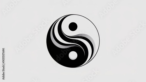 Yin Yang Symbol Abstract Art Digital Artwork Minimalist Top View Balance of Day and Night