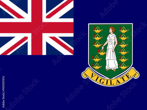 The official flag of the British Virgin Islands featuring the Union Jack and coat of arms isolated on a white background.