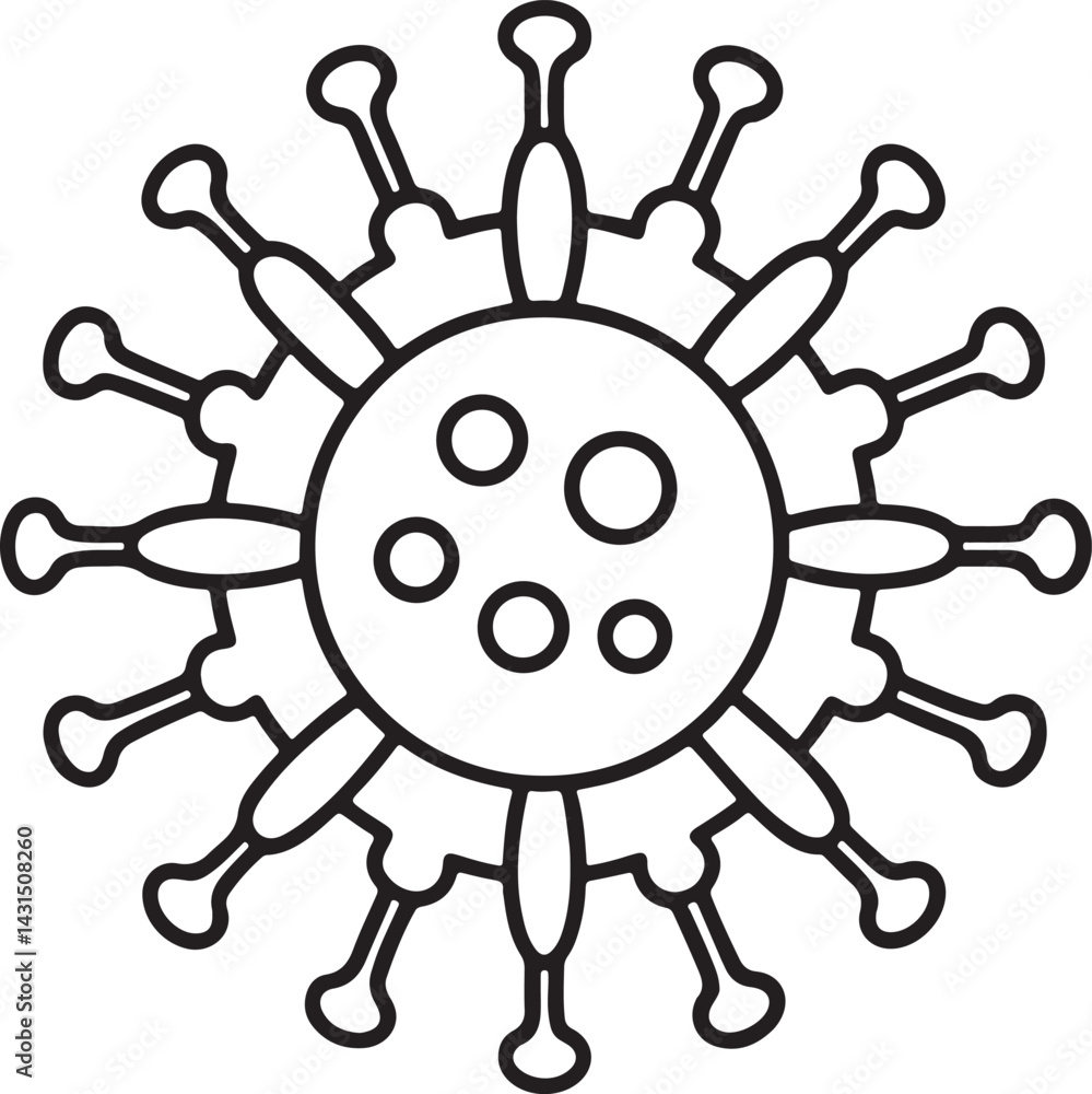 Obraz premium virus line art, black outline, vector and illustration, coloring book page line art drawing