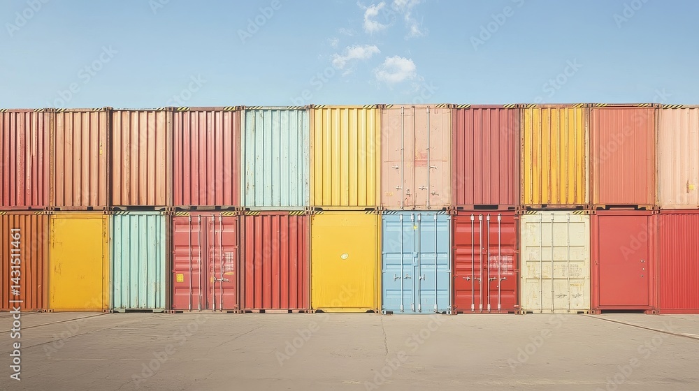 Fototapeta premium Containers in shipping yard, shipping port. 