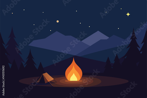 night-campfire-with-glowing-string-lights--