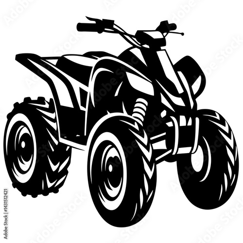 Dramatic monochrome vector illustration of an all terrain vehicle or quad bike