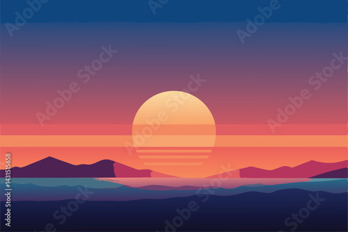 orange-and-pink-skies-over-flat-ocean--.eps
