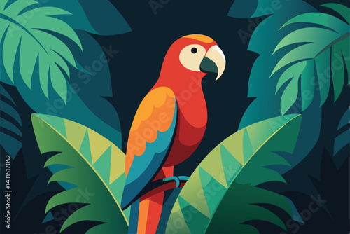parrot-perched-in-tropical-foliage--