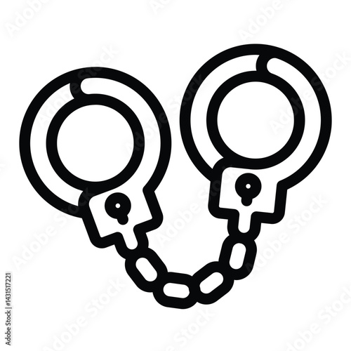 Police handcuffs line icon, law enforcement concept. Vector graphics. Policeman cuffs sign on white background, style for mobile or design.
