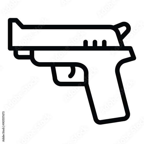 Pistol line icon, law enforcement concept. Vector graphics. Gun, police weapon sign on white background, style for mobile or design.