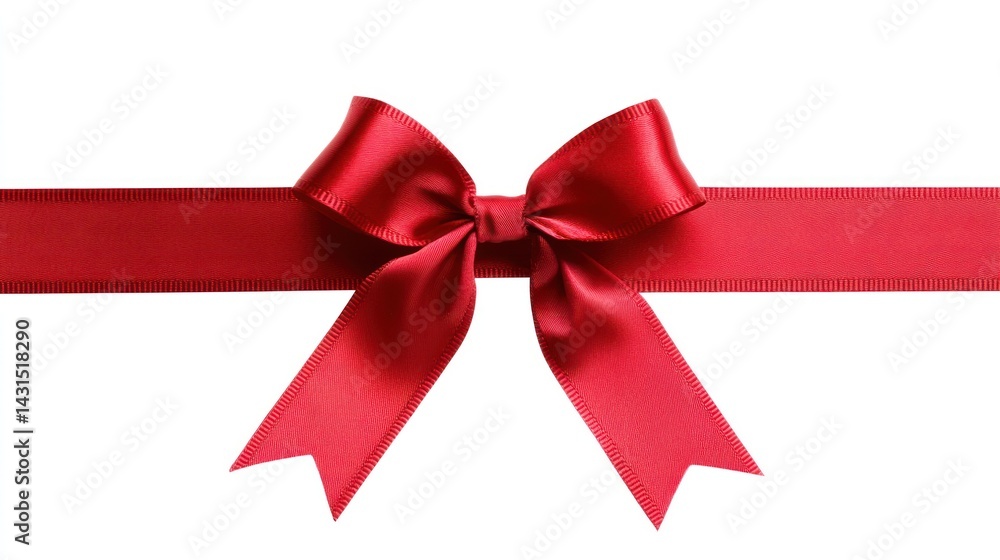 Red ribbon bow on white background Red ribbon bow on white background