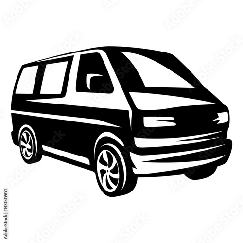 Striking Monochrome Illustration of a Commercial Van Perfect for Versatile Use