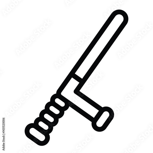 Policeman baton line icon, law enforcement concept. Vector graphics. Police force rubber tool sign on white background, style for mobile or design.