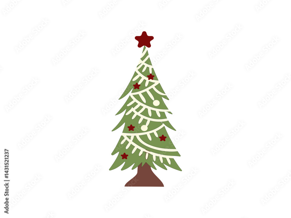 Beautiful Christmas tree graphic with simple design. Christmas tree image for holiday design.