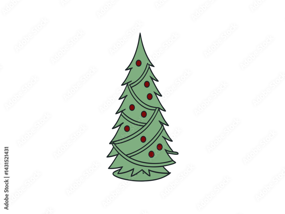 Beautiful Christmas tree graphic with simple design. Christmas tree image for holiday design.