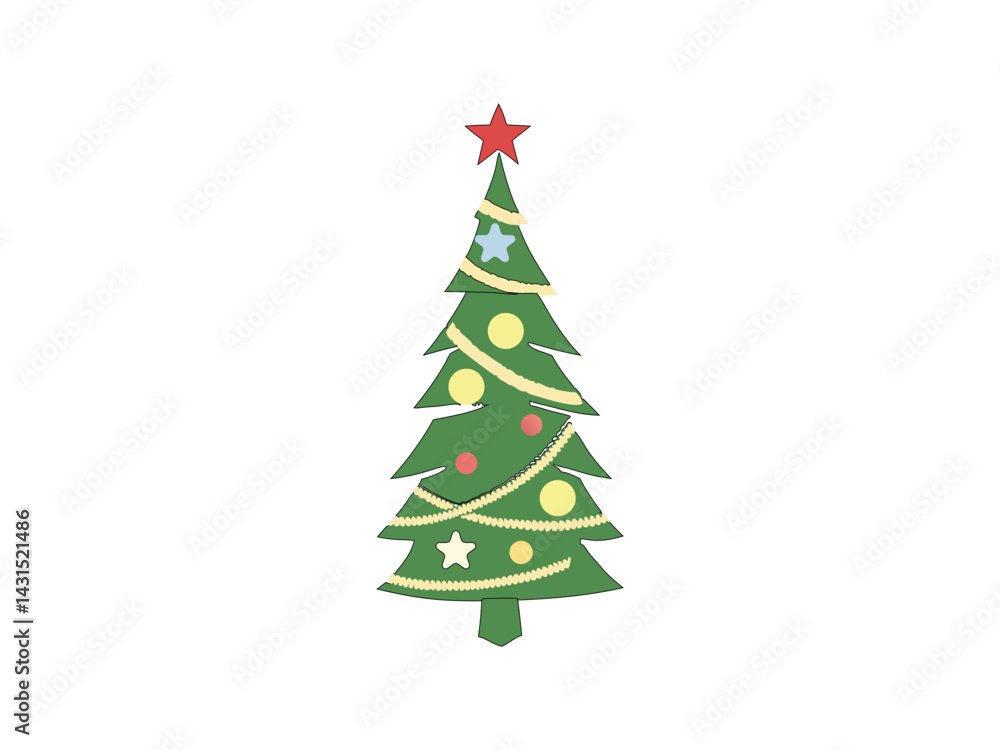 Beautiful Christmas tree graphic with simple design. Christmas tree illustration for holiday design. Christmas tree graphic, perfect for holiday themed projects.