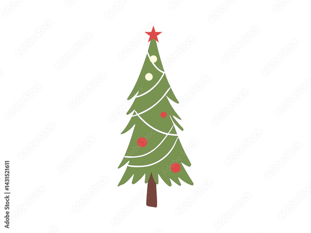 Beautiful Christmas tree graphic with simple design. Christmas tree illustration for holiday design. Christmas tree graphic, perfect for holiday themed projects.