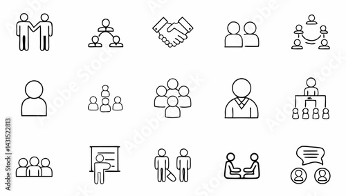 business people set of web icons in line style  te.eps