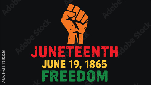Juneteenth Freedom Day June 19 - African-American Independence Day. Day of freedom and emancipation Vector typography poster.