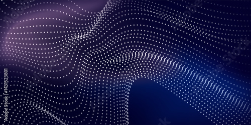Purple background with many glowing particles. Information technology background. Simple