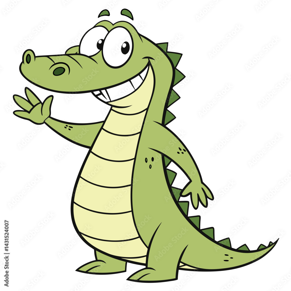 Fototapeta premium Cartoon Crocodile Vector Image Standing and Smiling