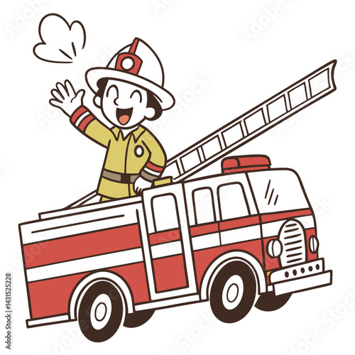 Firefighter Truck Vector Art for Children

