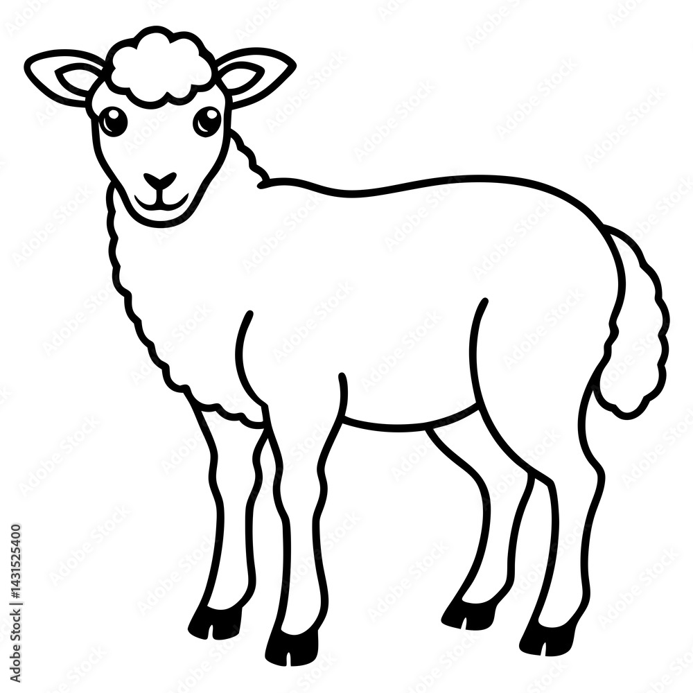 Minimalist Sheep Line Art Vector Minimalist Sheep Line Art Vector