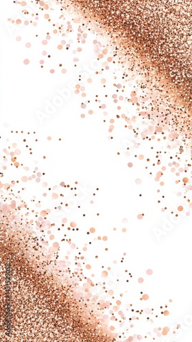 Obraz na płótnie Elegant rose gold glitter border gracefully cascades down a white surface, creating a sparkling, luxurious frame perfect for celebrations and digital designs. w salonie