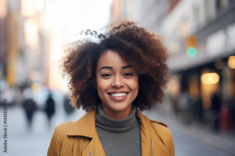 Obraz premium Portrait of a smiling young African American woman in city