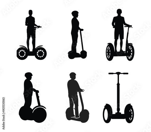 Set of Segway Rider Silhouette.