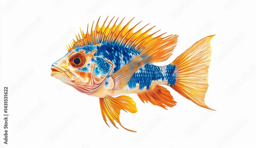 Fototapeta premium Vibrant tropical fish swimming in coral reef underwater scene marine life ocean environment side view nature's beauty
