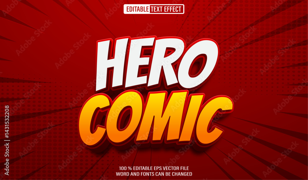 Naklejka premium Editable 3d text style effect - Hero Comic text effect Template