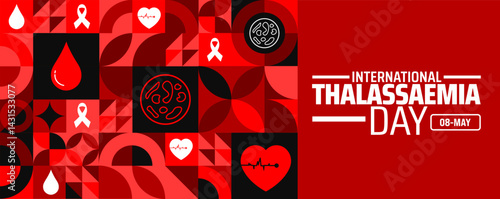 International thalassaemia day Geometric shape pattern background banner or poster design template. observed every year in May. Holiday concept. Use to any Template, card, poster, placard, template.