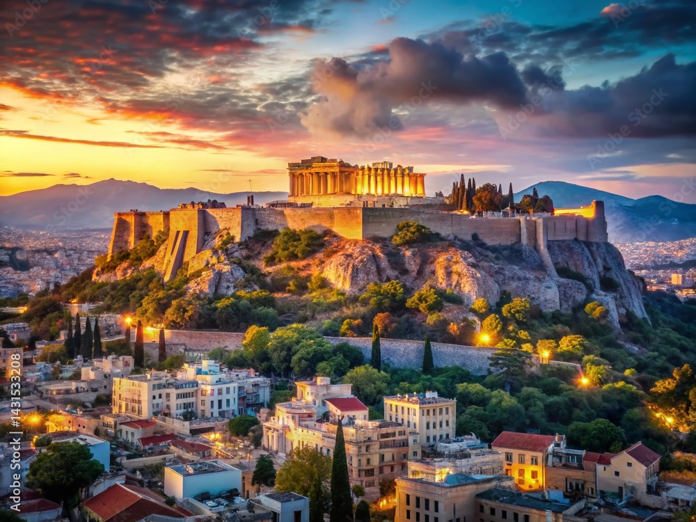 Fototapeta premium Athens Cityscape: Panoramic View with High Depth of Field