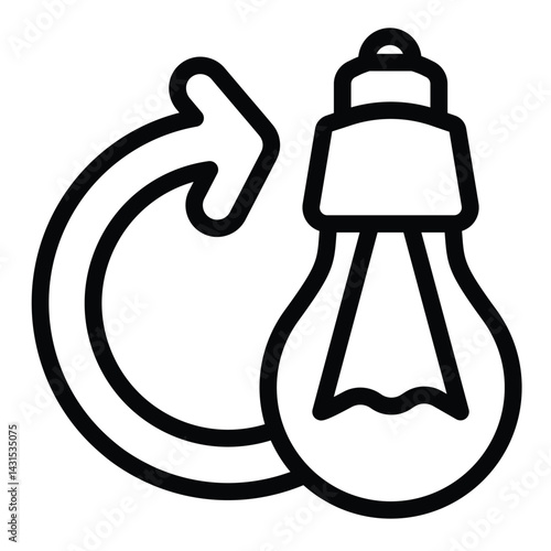 Light bulb and replace arrow line icon, electrician service concept. Vector graphics. Replacing lightbulb, repair sign on white background, style for mobile or design.