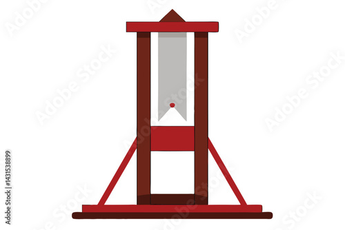 A rudimentary illustration of a vintage guillotine, a death sentence machine