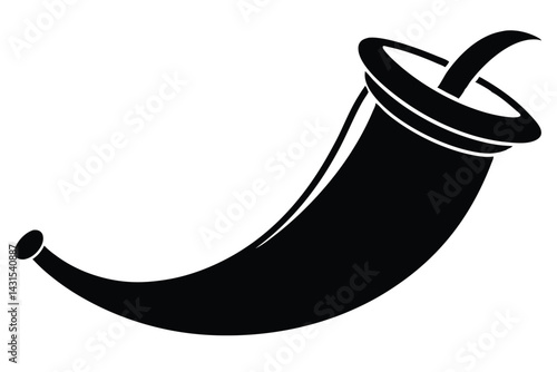 Stylized black cornucopia horn of plenty on a white background illustration
