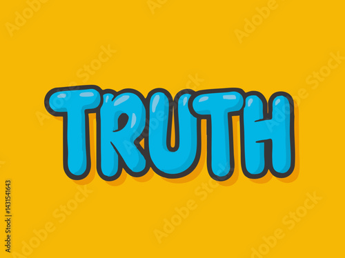 Stylized Text Truth in Bold Blue Letters. Vector Image