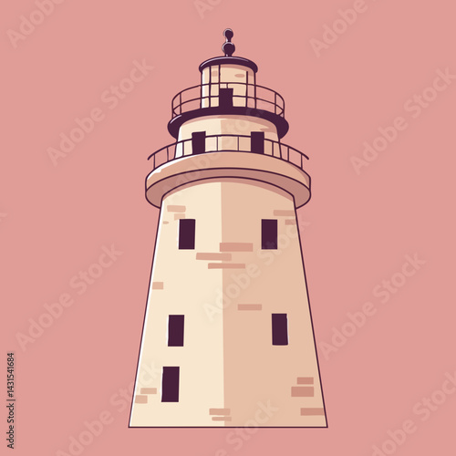 Stone Lighthouse Tower Illustration Vector Graphic. Vector Image