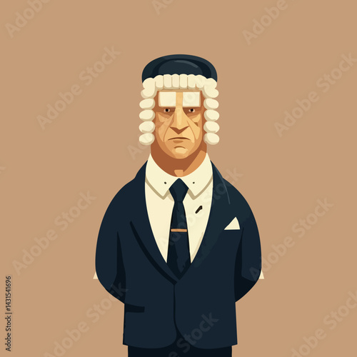 Stern Judge in Formal Attire. Vector Image