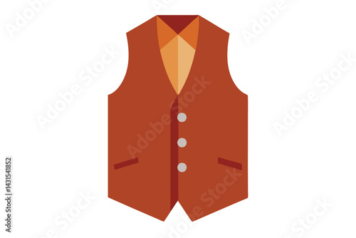 Flat Vector Illustration of a Stylish Brown Waistcoat or Vest