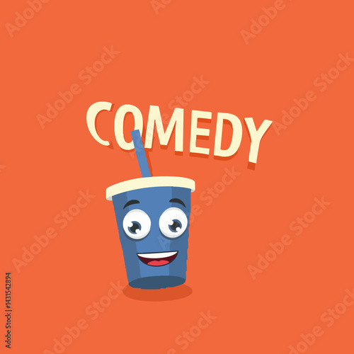 Happy Cup of Comedy. Vector Image