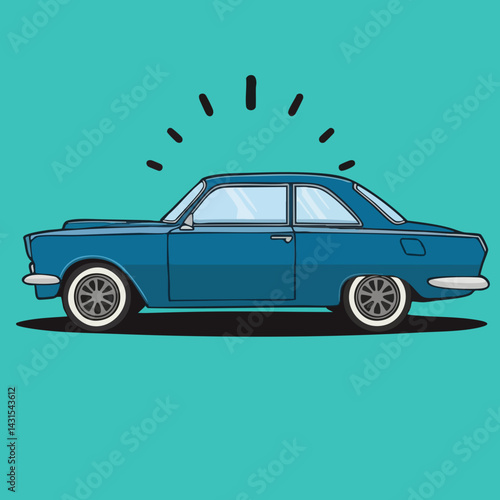 Classic Car Side Profile Illustration. Vector Image