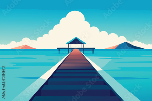 tropical-pier-extending-into-crystal-clear-sea--.eps