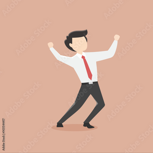 Businessman Celebrating Success Vector Illustration. Vector Image
