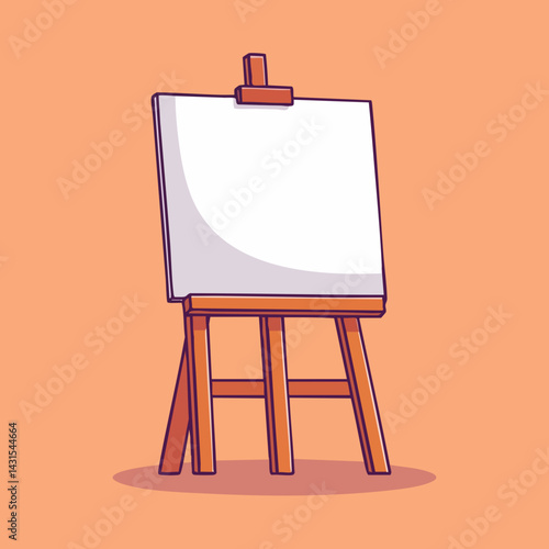 Blank Canvas on Wooden Easel. Vector Image